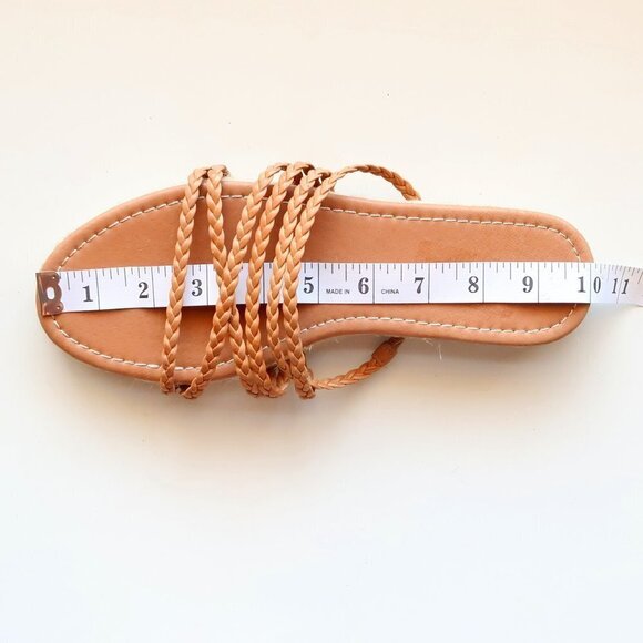 NEW Madewell Kathryn Tan Leather Braided Strappy Espadrille Sandals / Slides - Picture 3 of 16
